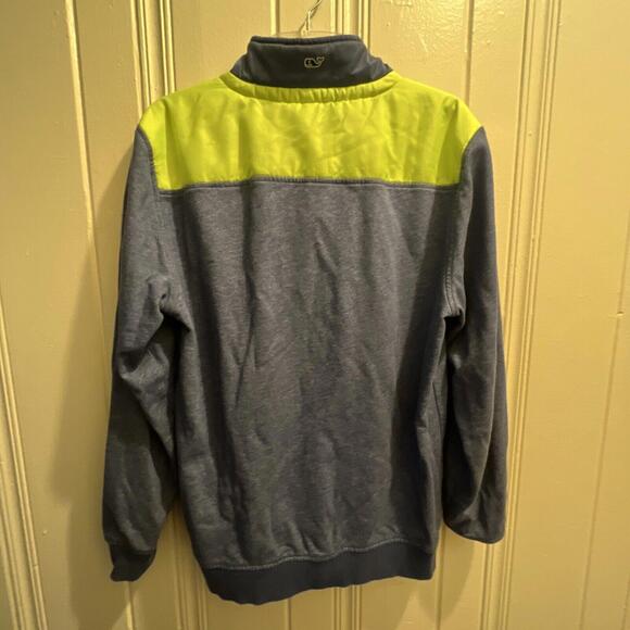 Vineyard Vines Men’s Blue / Green Trim Cotton 1/4 Zip Pullover Sweater Medium - Picture 5 of 5